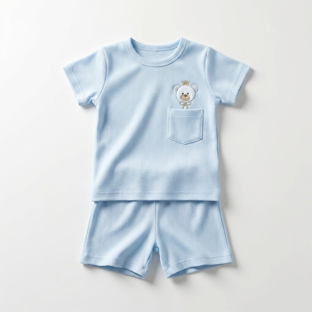 بيجامه بسكوته ساده ازرق