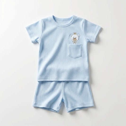 بيجامه بسكوته ساده ازرق