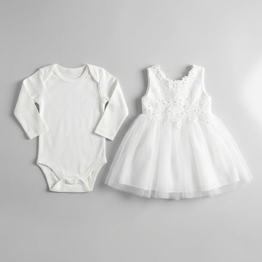 فستان سبوع تل ابيض + بدي + توكه